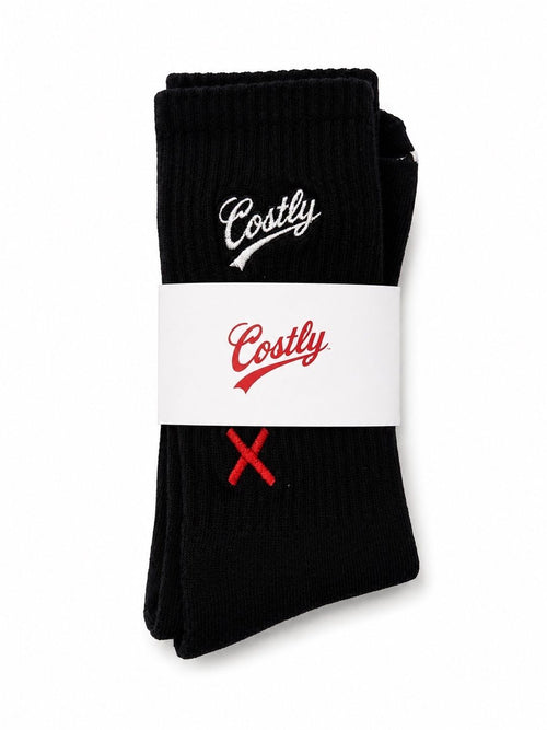 COSTLY CLOTHING TM                 “PAID THE COST”Crew Socks                  Black